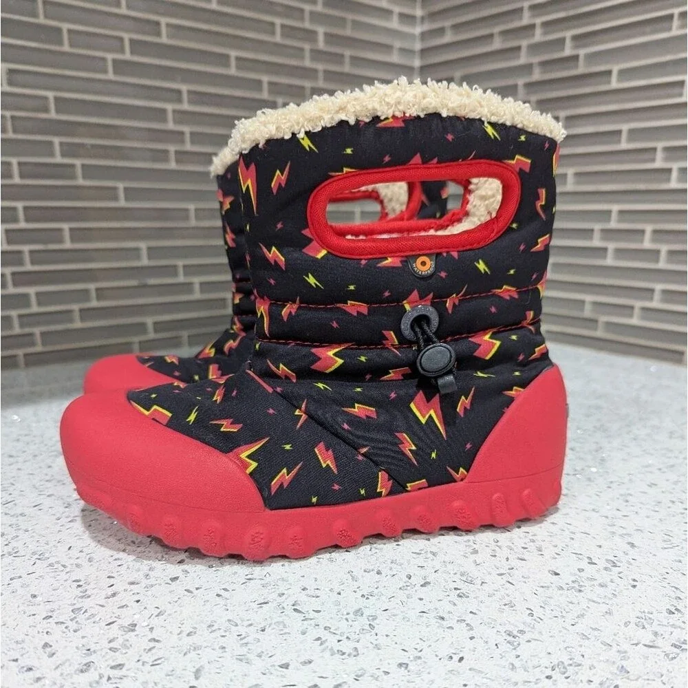 Bogs B-Moc winter boots Lightning black Red Yellow Waterproof Kids Boys Size 13